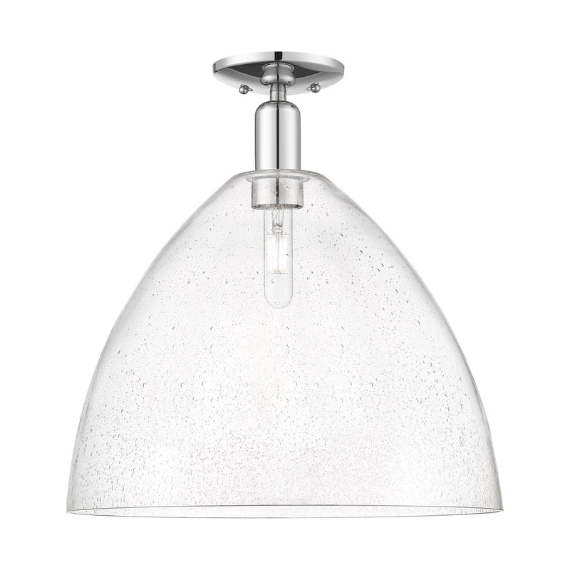 Innovations Bristol 16in 1-Light Semi-Flush Mount | Industrial Polished Chrome Steel and Seedy Glass Dome | Entryway & Hallway | Model 716-1C-PC-GBD-164