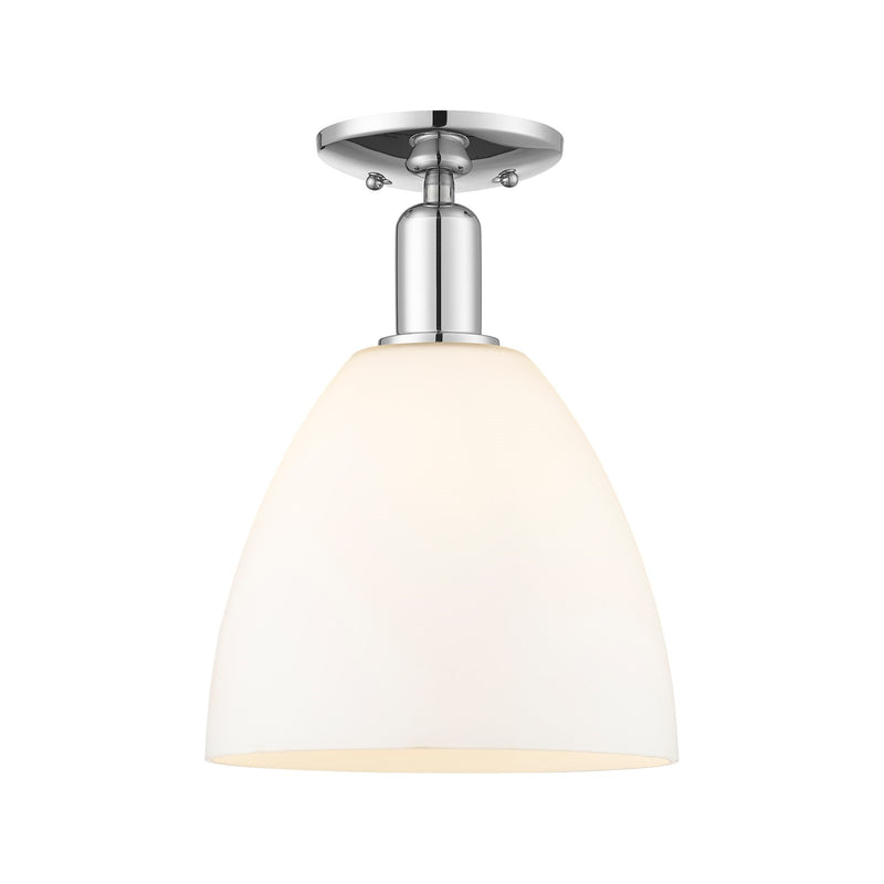 Innovations Bristol 9in 1-Light Semi-Flush Mount | Industrial Polished Chrome Steel and Matte White Glass | Entryway & Hallway | Model 716-1C-PC-GBD-91