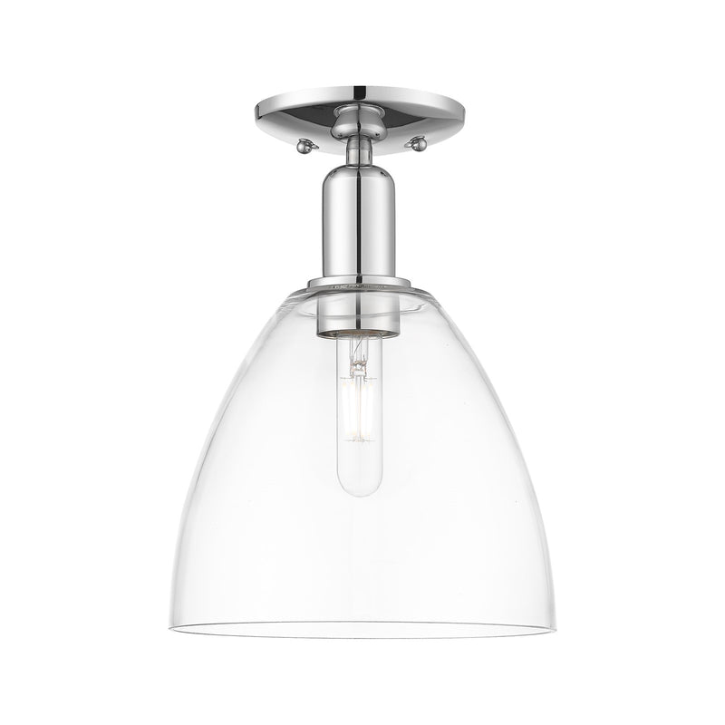 Innovations Bristol 9in 1-Light Semi-Flush Mount | Industrial Polished Chrome Steel and Clear Glass | Hallway & Bathroom | 9 x 9 | Model 716-1C-PC-GBD-92