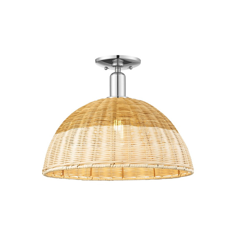 Innovations NB Dome 1Lt Semi-Flush/16"Dia. CH/Nat - 716-1C-PC-NBD2-16-NAT