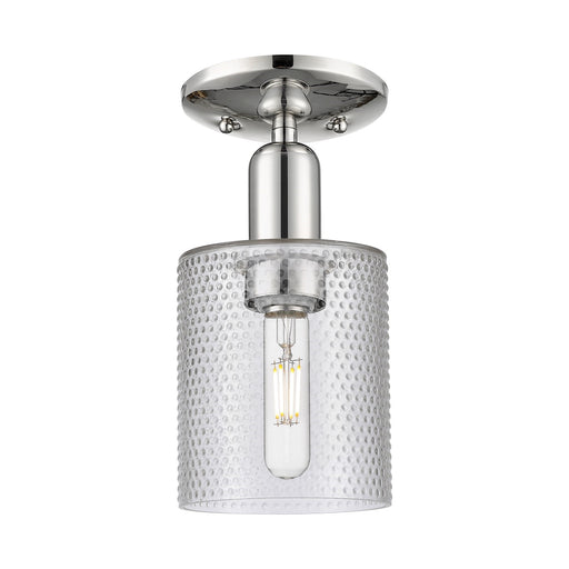 Innovations Cobbleskill 5in 1-Light Semi-Flush Mount | Industrial Polished Nickel and Clear Glass | Hallway & Entryway | 5 x 5 x | Model 716-1C-PN-G112