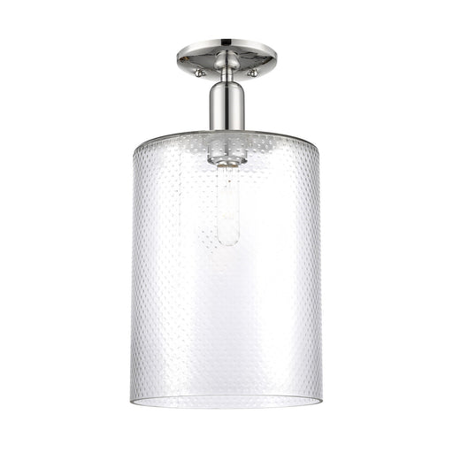 Innovations Cobbleskill 9in 1-Light Semi-Flush Mount | Industrial Polished Nickel Steel and Clear Glass | Kitchen & Hallway | 9 x | Model 716-1C-PN-G112-L