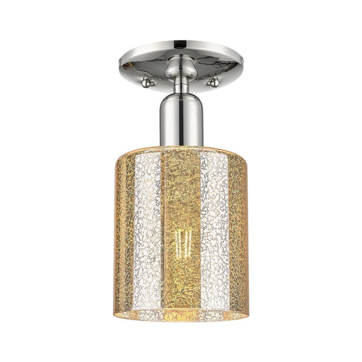 Innovations Cobbleskill 5in 1-Light Semi-Flush Mount | Industrial Polished Nickel Steel and Mercury Glass | Entryway & Hallway | 5 | Model 716-1C-PN-G116