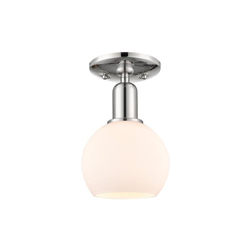 Innovations Athens 6in 1-Light Semi-Flush Mount | Industrial Polished Nickel and Matte White Glass | Bedroom & Hallway | 5.88 x | Model 716-1C-PN-G121-6