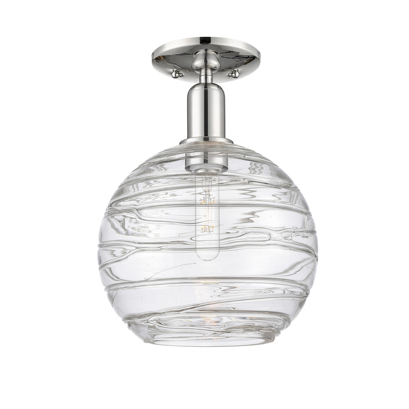 Innovations Athens Deco Swirl 10in 1-Light Semi-Flush Mount | Industrial Polished Nickel Steel and Clear Glass | Entryway & | Model 716-1C-PN-G1213-10CL