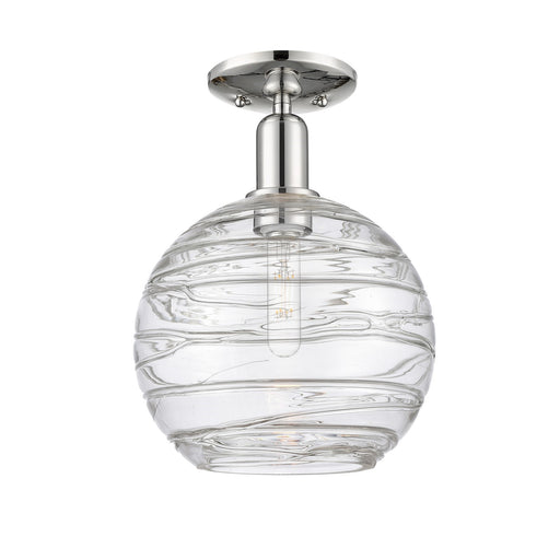 Innovations Athens Deco Swirl 10in 1-Light Semi-Flush Mount | Industrial Polished Nickel Steel and Clear Glass | Entryway & | Model 716-1C-PN-G1213-10CL