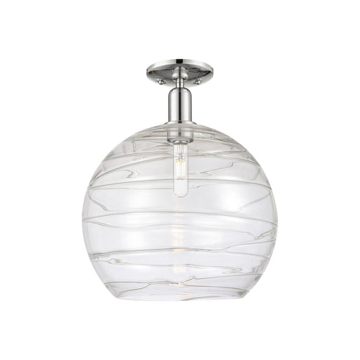 Innovations Athens Deco Swirl 14in 1-Light Semi-Flush Mount | Industrial Modern Polished Nickel and Clear Glass | Entryway & | Model 716-1C-PN-G1213-14CL