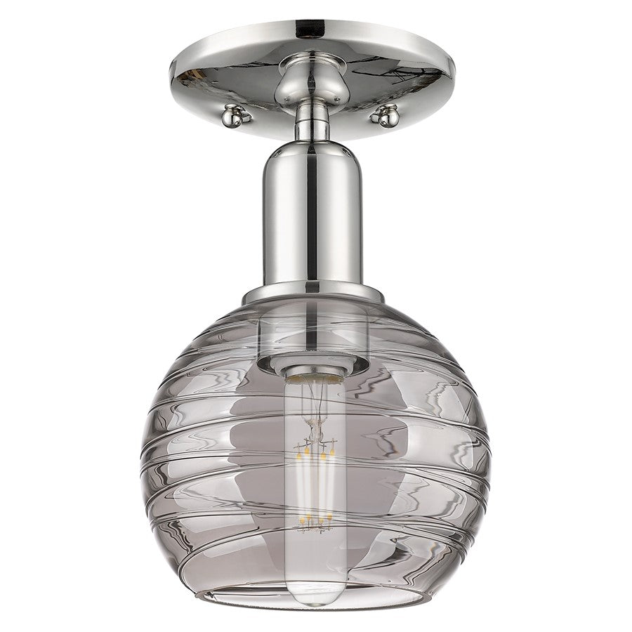 Innovations Athens Deco Swirl 6" Semi-Flush, PN/Smoke - 716-1C-PN-G1213-6SM
