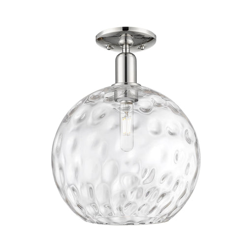 Innovations Athens 12in 1-Light Semi-Flush Mount | Industrial Polished Nickel Steel and Clear Water Glass | Kitchen & Hallway | Model 716-1C-PN-G1215-12
