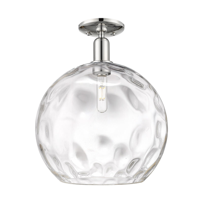 Innovations Athens Water Glass 13in 1-Light Semi-Flush Mount | Industrial Polished Nickel and Clear Glass | Kitchen & Hallway | Model 716-1C-PN-G1215-14