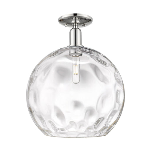 Innovations Athens Water Glass 13in 1-Light Semi-Flush Mount | Industrial Polished Nickel and Clear Glass | Kitchen & Hallway | Model 716-1C-PN-G1215-14