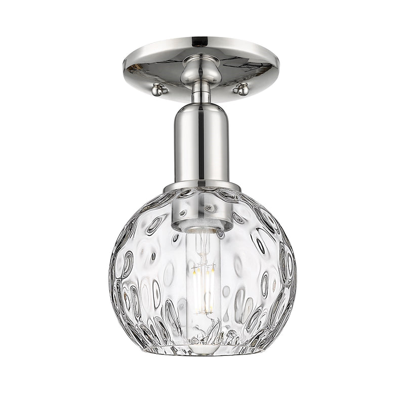Innovations Athens Water Glass 6in 1-Light Semi-Flush Mount | Industrial Polished Nickel Steel and Clear Glass | Entryway & | Model 716-1C-PN-G1215-6
