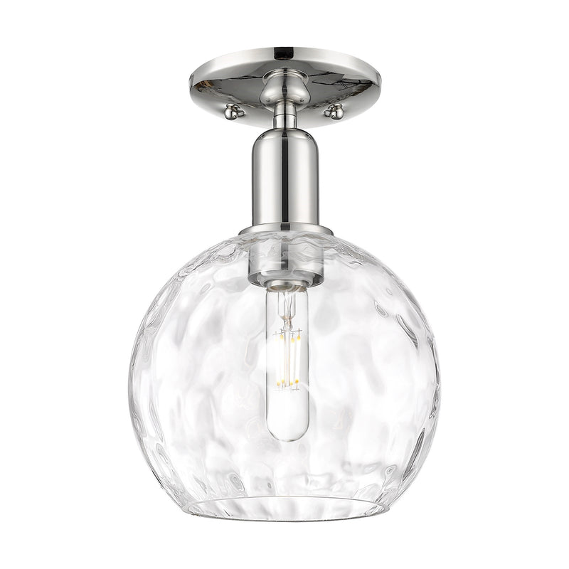 Innovations Athens Water Glass 8in 1-Light Semi-Flush Mount | Industrial Polished Nickel and Clear Glass | Kitchen & Hallway | 8 | Model 716-1C-PN-G1215-8