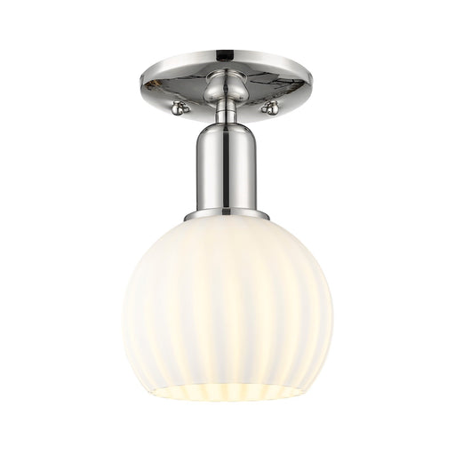 Innovations Lighting White Venetian 6in 1-Light Semi-Flush Mount | Industrial Polished Nickel and White Venetian Glass | Model 716-1C-PN-G1217-6WV