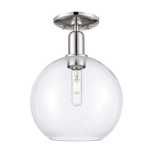 Innovations Athens 10in 1-Light Semi-Flush Mount | Industrial Modern Polished Nickel and Clear Glass | Entryway & Hallway | 10 x | Model 716-1C-PN-G122-10