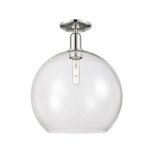 Innovations Athens 14in 1-Light Semi-Flush Mount | Industrial Polished Nickel Steel and Clear Glass | Entryway & Hallway | 13.75 | Model 716-1C-PN-G122-14