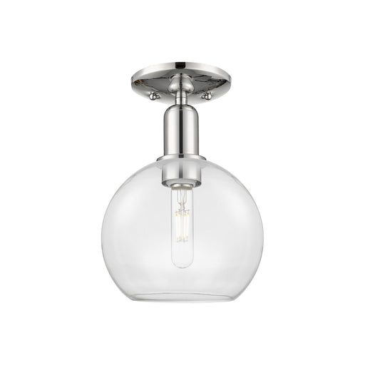 Innovations Athens 8in 1-Light Semi-Flush Mount | Industrial Polished Nickel Steel and Clear Glass | Damp-Rated Entryway & | Model 716-1C-PN-G122-8