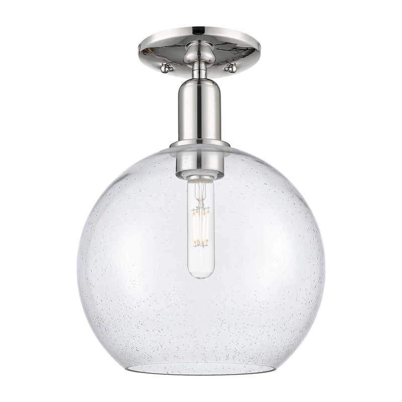 Innovations Athens 10in 1-Light Semi-Flush Mount | Industrial Polished Nickel and Seedy Glass | Hallway & Entryway | 10 x 10 x | Model 716-1C-PN-G124-10