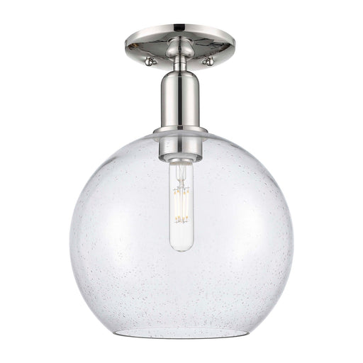 Innovations Athens 10in 1-Light Semi-Flush Mount | Industrial Polished Nickel and Seedy Glass | Hallway & Entryway | 10 x 10 x | Model 716-1C-PN-G124-10