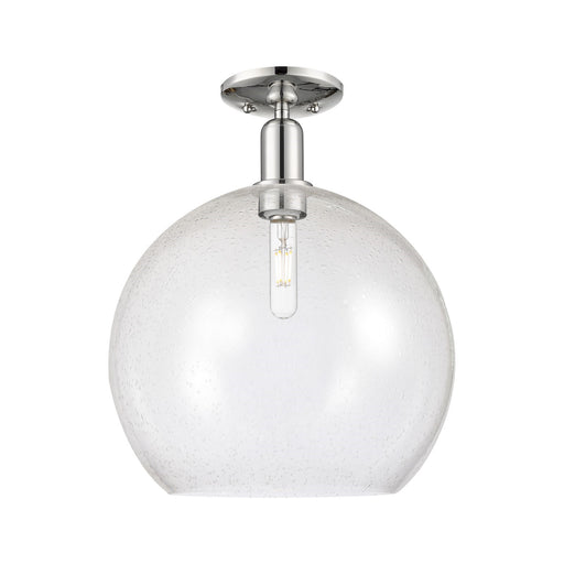 Innovations Athens 14in 1-Light Semi-Flush | Industrial Polished Nickel Steel and Seedy Glass | Entryway & Hallway | 13.75 x | Model 716-1C-PN-G124-14