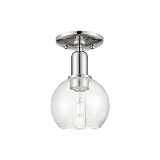 Innovations Athens 6in 1-Light Semi-Flush Mount | Industrial Polished Nickel Steel and Seedy Glass | Entryway & Hallway | 5.88 x | Model 716-1C-PN-G124-6