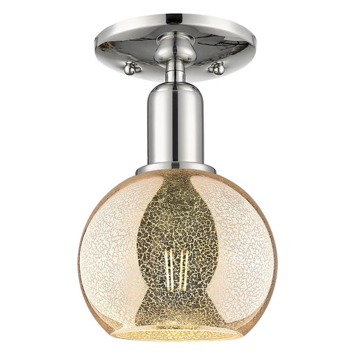 Innovations Athens 6in 1-Light Semi-Flush Mount | Industrial Polished Nickel Steel and Mercury Glass | Entryway & Hallway | 5.88 | Model 716-1C-PN-G128-6