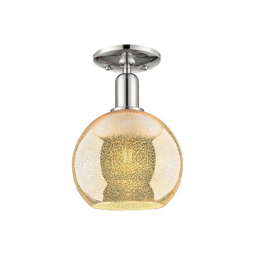 Innovations Lighting Athens 8in 1-Light Semi-Flush Mount | Industrial Polished Nickel Steel and Mercury Glass | Damp-Rated | Model 716-1C-PN-G128-8