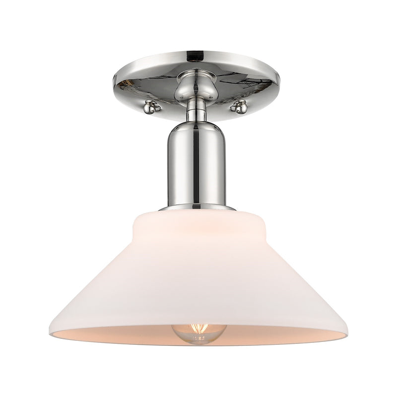 Innovations Orwell 8.38in 1-Light Semi-Flush Mount | Industrial Polished Nickel and Matte White Glass | Entryway & Hallway | 8.38 x | Model 716-1C-PN-G131