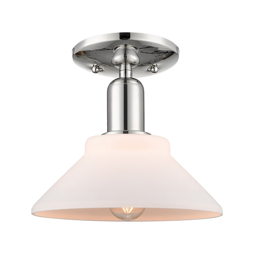 Innovations Orwell 8.38in 1-Light Semi-Flush Mount | Industrial Polished Nickel and Matte White Glass | Entryway & Hallway | 8.38 x | Model 716-1C-PN-G131