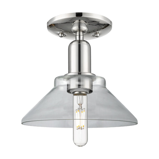 Innovations Orwell 1-Light 8.38in Semi-Flush Mount | Industrial Polished Nickel Steel and Clear Glass | Entryway & Hallway | 8.38 x | Model 716-1C-PN-G132