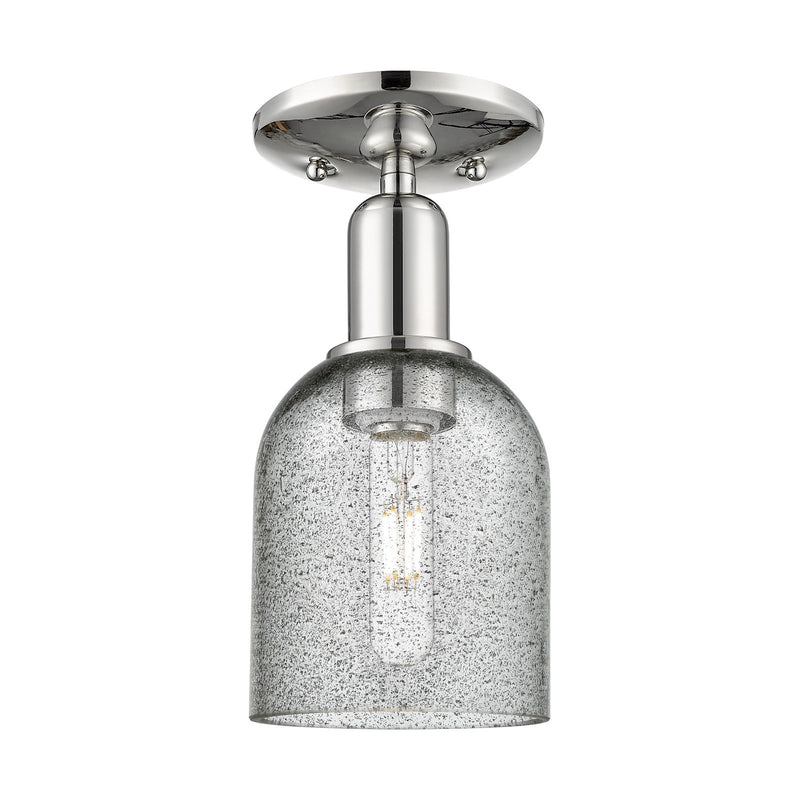 Innovations Caledonia 5in 1-Light Semi-Flush Mount | Industrial Polished Nickel and Charcoal Glass | Kitchen & Hallway | 5 x 5 x | Model 716-1C-PN-G257