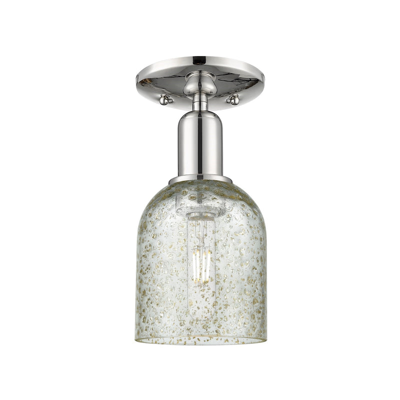 Innovations Caledonia 5in 1-Light Semi-Flush Mount | Industrial Polished Nickel Steel and Mica Glass | Entryway & Hallway | 5 x 5 x | Model 716-1C-PN-G259