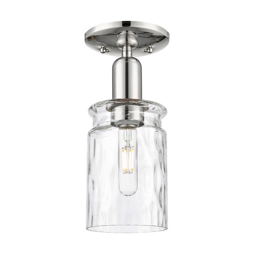 Innovations Candor 5in 1-Light Semi-Flush Mount | Industrial Polished Nickel and Clear Waterglass Frosted Ribbed Glass | Hallway & | Model 716-1C-PN-G352
