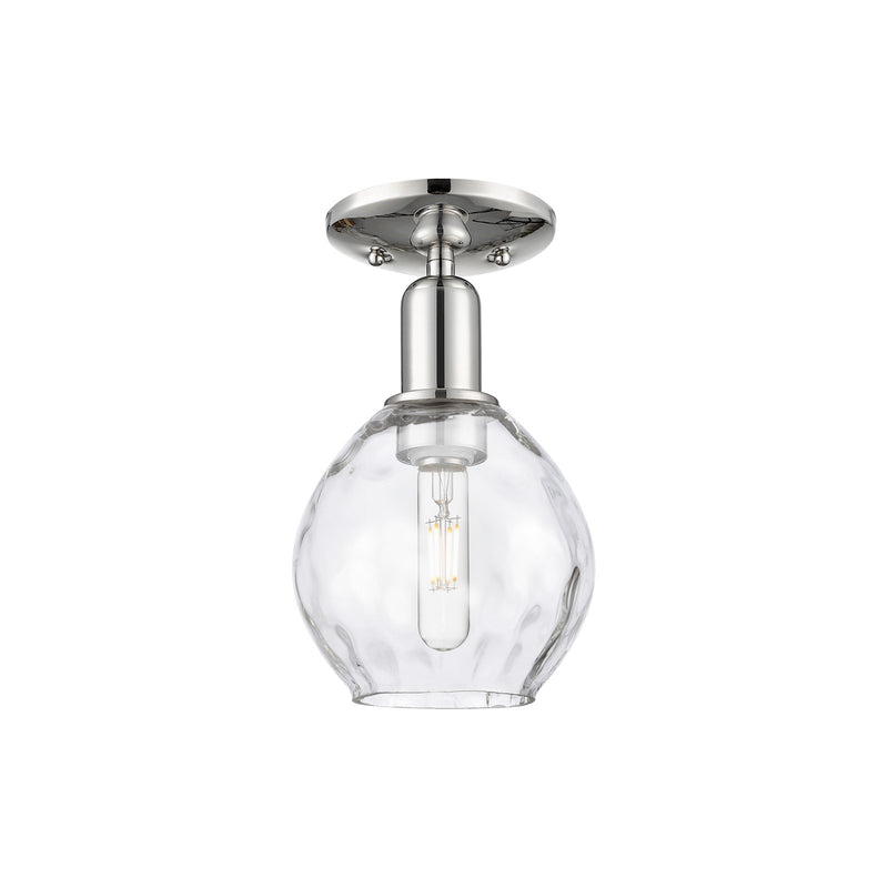 Innovations Waverly 6in 1-Light Semi-Flush Mount | Industrial Polished Nickel and Clear Water Glass | Entryway & Hallway | 6 x 10 in | Model 716-1C-PN-G362