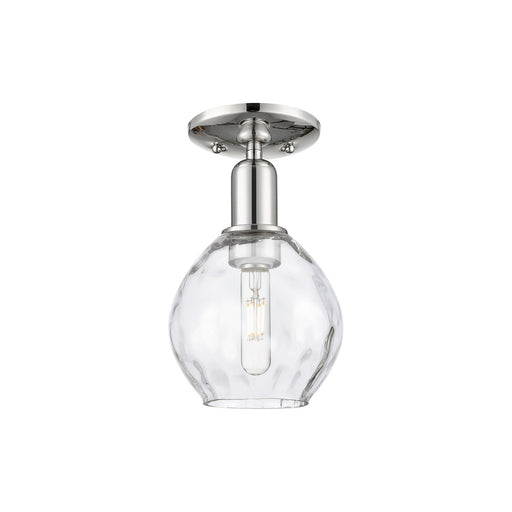 Innovations Waverly 6in 1-Light Semi-Flush Mount | Industrial Polished Nickel and Clear Water Glass | Entryway & Hallway | 6 x 10 in | Model 716-1C-PN-G362