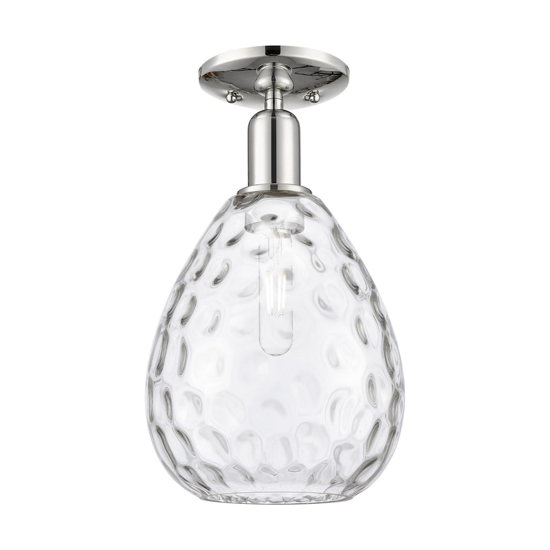 Innovations Waverly 8in 1-Light Semi-Flush Mount | Industrial Polished Nickel Steel and Clear Glass Globe | Entryway & Hallway | 8 | Model 716-1C-PN-G372