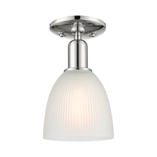 Innovations Castile 6in 1-Light Semi-Flush Mount | Industrial Polished Nickel and White Glass | Damp-Rated Entryway & Hallway | 6 x | Model 716-1C-PN-G381