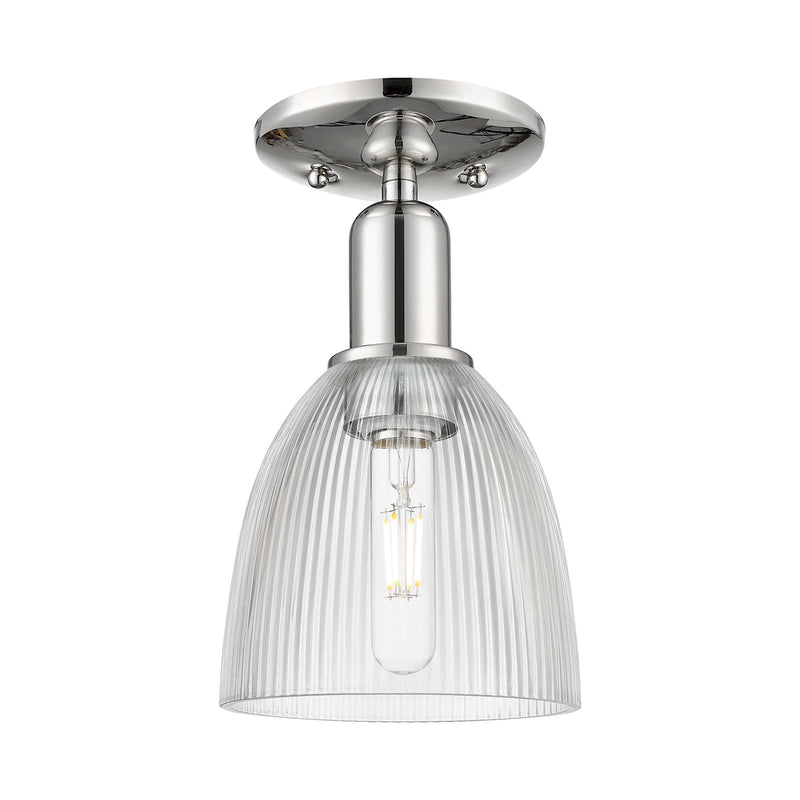 Innovations Castile 6in 1-Light Semi-Flush Mount | Industrial Polished Nickel Steel and Clear Glass Dome | Damp Location Entryway & | Model 716-1C-PN-G382