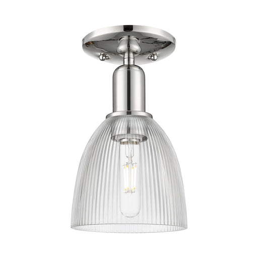Innovations Castile 6in 1-Light Semi-Flush Mount | Industrial Polished Nickel Steel and Clear Glass Dome | Damp Location Entryway & | Model 716-1C-PN-G382