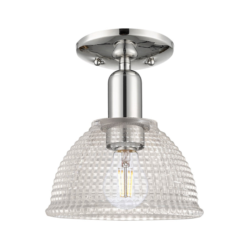 Innovations Arietta 8in 1-Light Semi-Flush Mount | Industrial Polished Nickel Steel and Clear Glass | Entryway & Hallway | 8 x 8 x | Model 716-1C-PN-G422