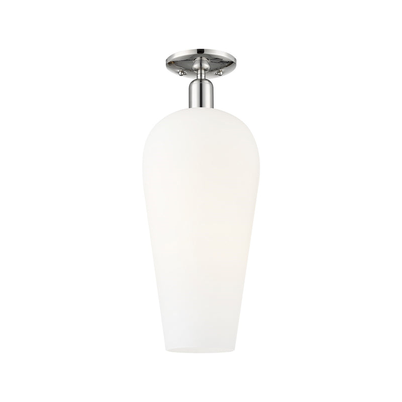 Innovations Chelsea 8in 1-Light Semi-Flush Mount | Polished Nickel Steel and Cast Brass with White Cone Glass Shade | Entryway | Model 716-1C-PN-G456-8WH