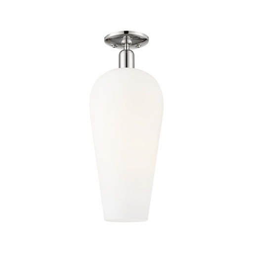 Innovations Chelsea 8in 1-Light Semi-Flush Mount | Polished Nickel Steel and Cast Brass with White Cone Glass Shade | Entryway | Model 716-1C-PN-G456-8WH