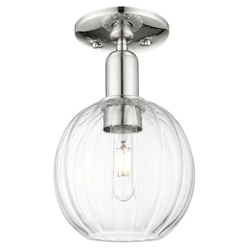 Innovations Preston 7" Globe Semi-Flush, PN/Clear - 716-1C-PN-G458-7CL