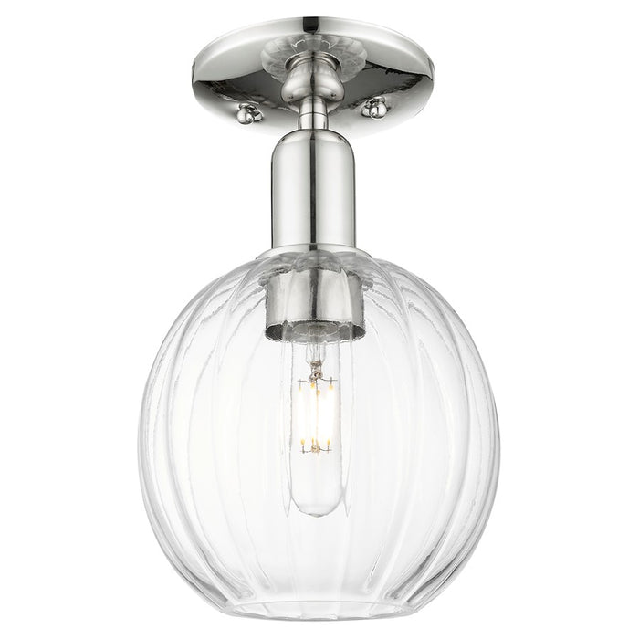Innovations Preston 7" Globe Semi-Flush, PN/Clear - 716-1C-PN-G458-7CL