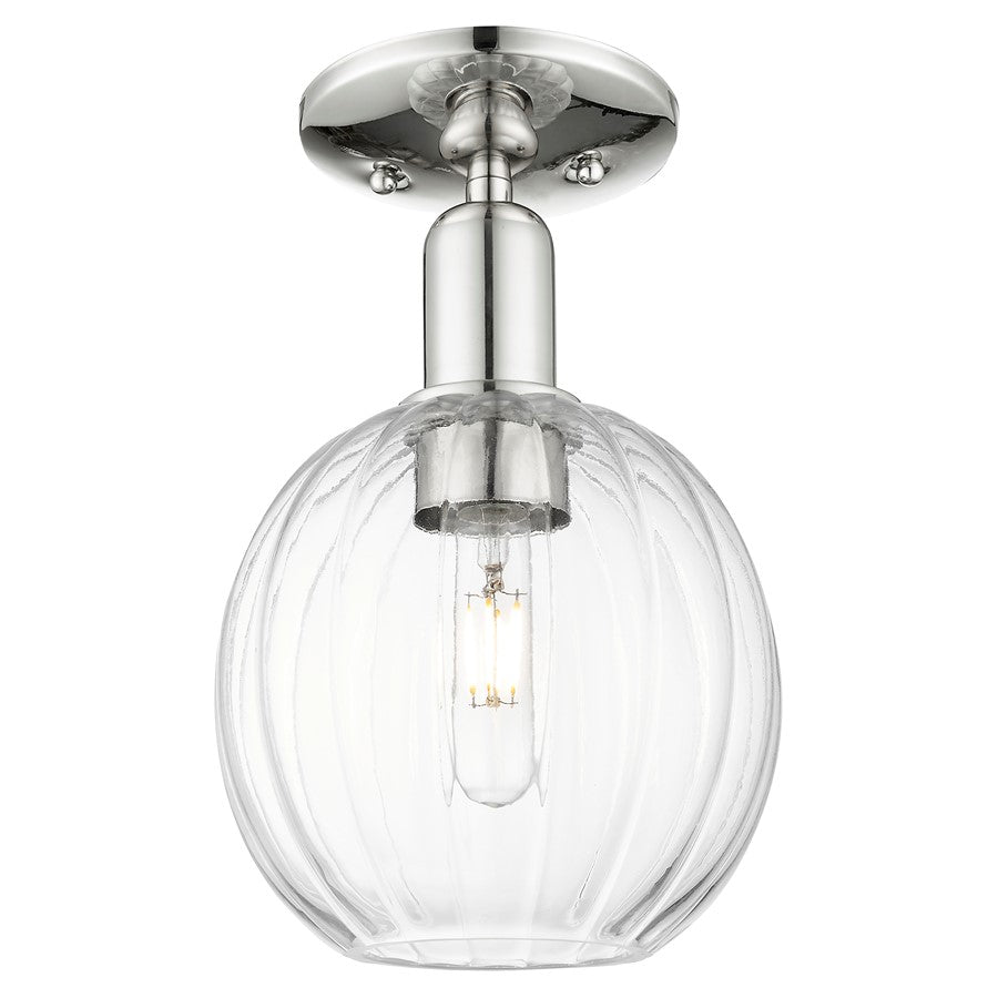 Innovations Preston 7" Globe Semi-Flush, PN/Clear - 716-1C-PN-G458-7CL