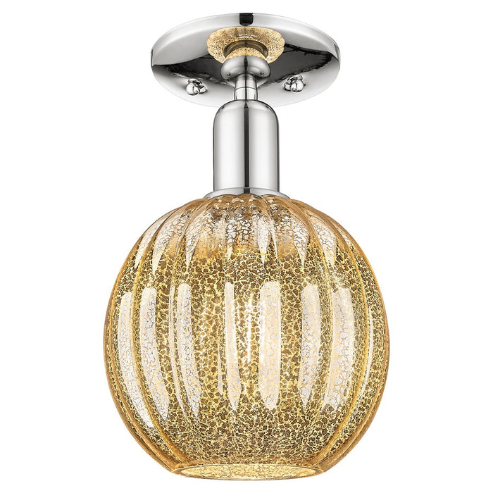 Innovations Preston 7" Globe Semi-Flush, PN/Merc - 716-1C-PN-G458-7ME