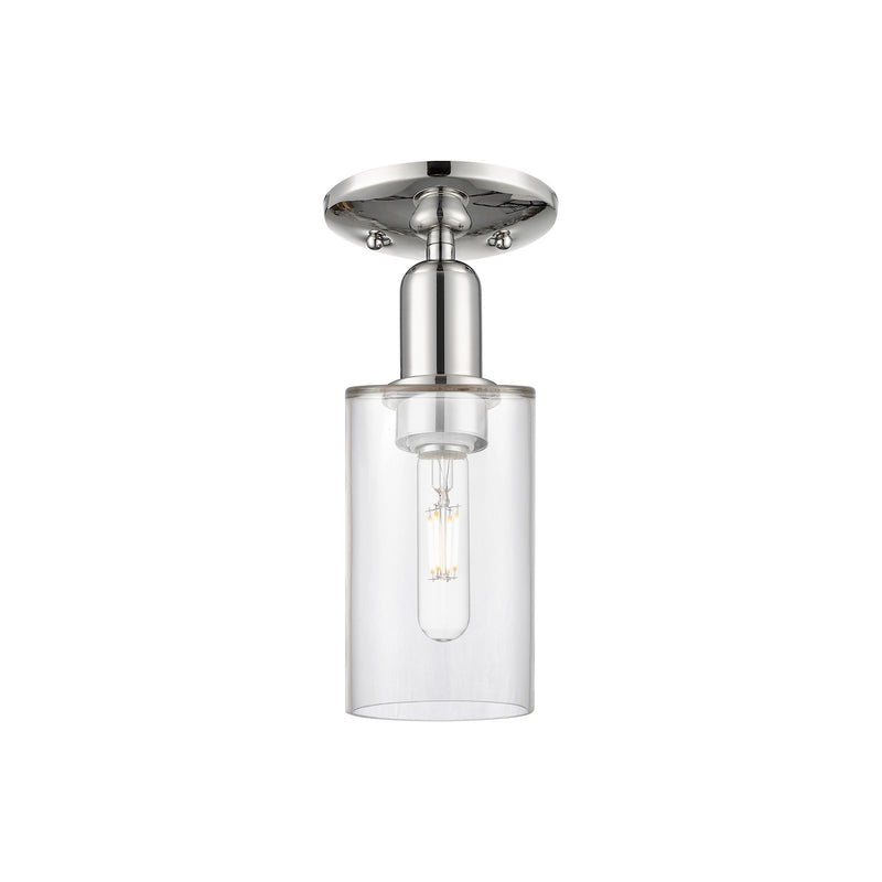 Innovations Clymer 4in 1-Light Semi-Flush Mount | Industrial Polished Nickel Steel and Clear Glass | Entryway & Hallway | 3.88 x | Model 716-1C-PN-G802