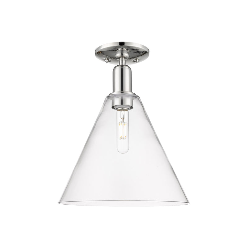 Innovations Berkshire Glass 12in 1-Light Semi-Flush Mount | Industrial Polished Nickel and Clear Glass | Entryway & Hallway | 12 | Model 716-1C-PN-GBC-122