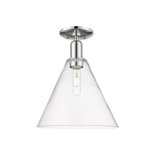 Innovations Berkshire Glass 12in 1-Light Semi-Flush Mount | Industrial Polished Nickel and Clear Glass | Entryway & Hallway | 12 | Model 716-1C-PN-GBC-122