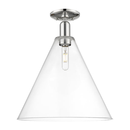 Innovations Berkshire Glass 16in 1-Light Semi-Flush Mount | Industrial Modern Polished Nickel Steel and Clear Glass | Entryway & | Model 716-1C-PN-GBC-162